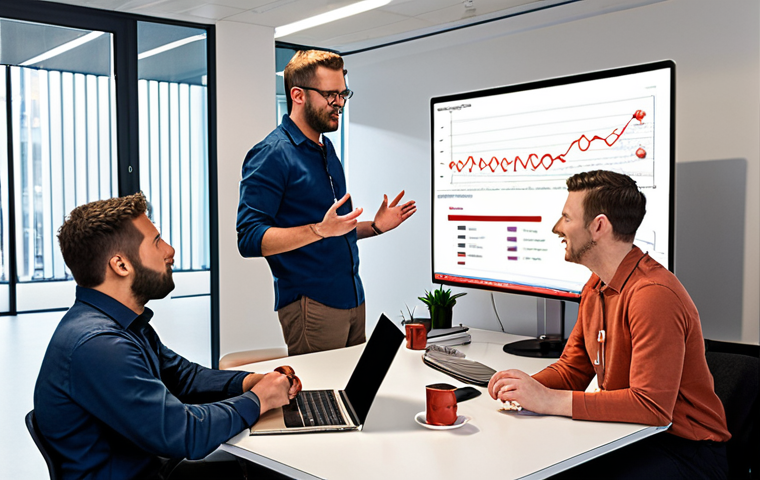 **Prompt:** A diverse agile team in a bright, modern, and collaborative workspace. They are actively engaged in discussion, with subtle, transparent digital overlays indicating positive "pulse survey" results and insightful "retrospective" observations flowing around them. A gentle, dynamic "heartbeat" or "pulse wave" pattern visually emanates from the team, symbolizing their collective well-being, trust, and continuous flow of communication. The atmosphere is one of genuine connection, psychological safety, and intrinsic agility, with a focus on human interaction rather than rigid metrics.