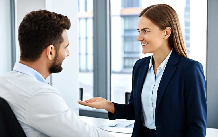 비즈니스 민첩성을 위한 인재 관리 전략 - **

"A professional HR manager in a modest business suit, conducting a friendly interview with a can...