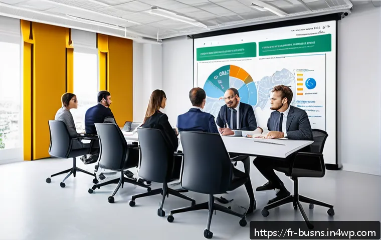 비즈니스 민첩성을 위한 프로젝트 우선순위 설정 - A modern French office setting with a diverse team of professionals gathered around a sleek conferen...