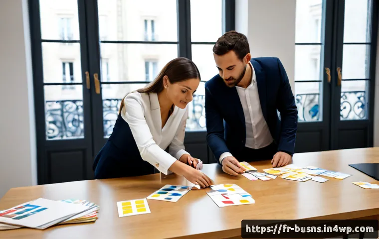 비즈니스 프로세스 개선으로 민첩성 높이기 - Photorealistic French business team in a bright modern Paris office, four diverse professionals gath...